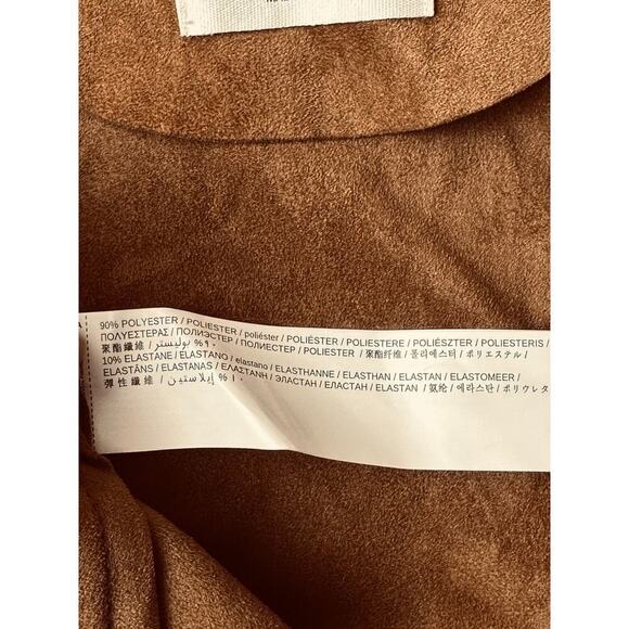 Mango Tan Brown Faux Suede Open Front Lightweight Jacket Women's Size XS - Picture 5 of 6
